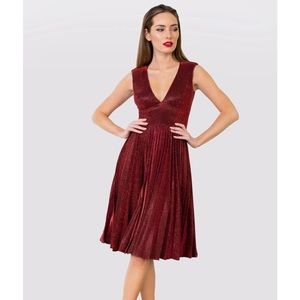 Helsi Multi-Dimensional Metallic Pleated Midi Dress